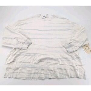 Electric Rose Striped Long Sleeve Top‎ Size Small NWT Grey White Slouchy Layered